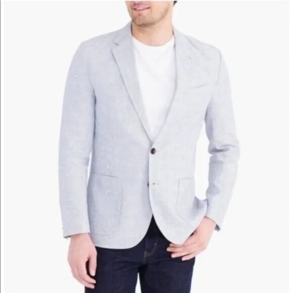 J. Crew Thompson Men's Gray Blazer Linen/Cotton Blend Size 36 - Picture 1 of 16